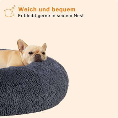Ортопедичне ліжко для собак, кругленьке, м'яке, для котів та собак, ліжко-софа, корзина, зручне, миється, 60 см Ø, темно-сірий, розмір 60 x 60 x 18 см