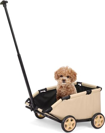 Міні-візок для тварин, складаний універсальний візок для покупок з висувною ручкою, для прогулянок на вулиці, з подушкою та страхувальним тросом, з кишенькою (Хакі)
