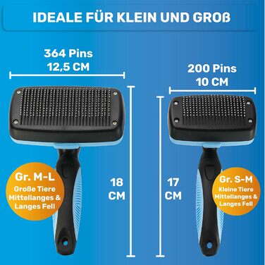 Щітка для собак та котів BluePet для довгої шерсті 2.0: видаляє підшерсток, ковтуни та вузли. З кнопкою для очищення. Для щоденного використання (Блакитна)