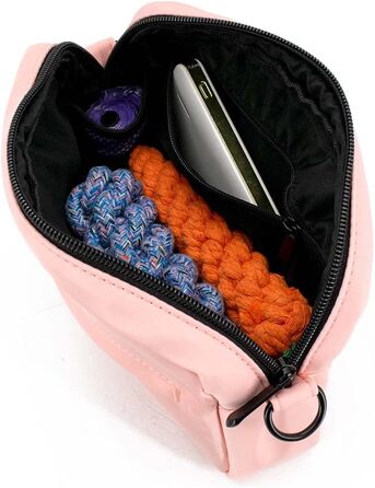 Сумка для ласощів для собак COOWONE: водонепроникна сумка для прогулянок з диспенсером для собачих екскрементів (Рожева)