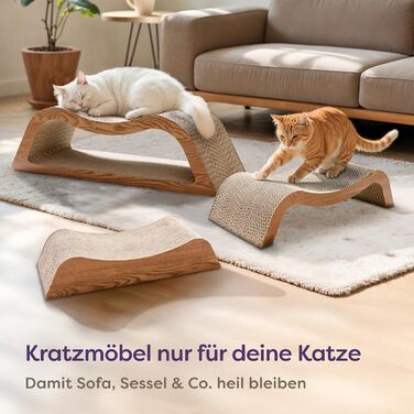 Кігтеточка для котів 3 шт. XXL 75см – Міцний картон для догляду за кігтями – До 2 років використання – Економія місця – Захист дивану та меблів (Cloud) (Коричневий)