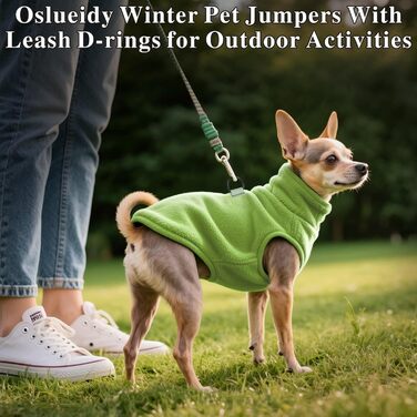 Теплий зимовий одяг для собак: куртка, пуловер, худі, комбінезон з флісу для малих, середніх та великих собак XS-XXL (зелений, S)