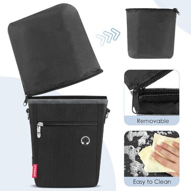 Лекарства для собак з магнітною застібкою, сумка для дресирування собак з знімною внутрішньою кишеню, багатофункціональна сумка для ласощів для собак зі змінним дозатором відходів, сіра (чорна)