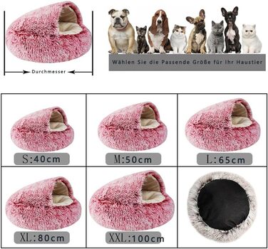 Кругле лежанка для собак та котів Lingxiya, 50 см, коричневий, плюшеве гніздо з антиковзаючою основою