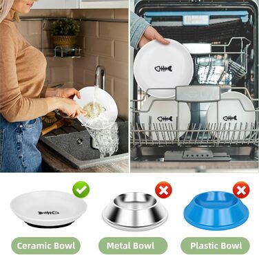 Набір мисок для котів Otauoaea з кераміки (6 шт.) з неслизьким дном, для полегшення втоми вусів, підходять для котів та собак