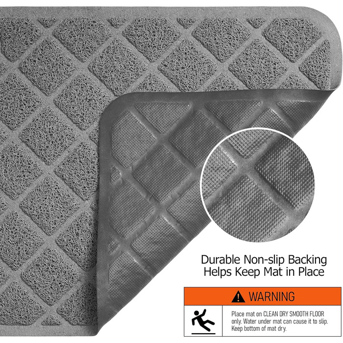 Килимок для котячого туалету Conlun Katzenklo Matte, сірий/чорний, 89x58/119x89 см, сітка для контролю розсипання, вологостійкий