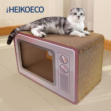 Кігтеточка-будиночок для котів Heikoeco® 2-в-1, форма телевізора, з ігровою поверхнею, з якісного картону, захист від подряпин