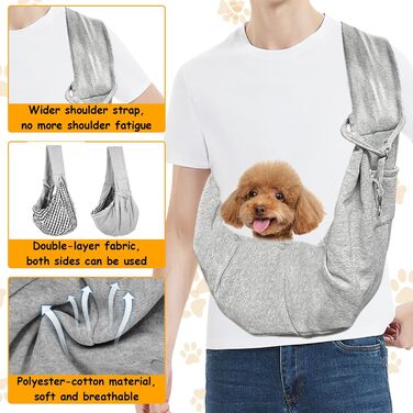 Сумка-переноска для собак, сіра переноска для середніх собак, маленьких собак та котів, переноска для цуценят з пряжкою, двостороння переноска для прогулянок на відкритому повітрі, подорожей, покупок
