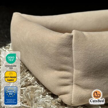 Преміум ліжко для котів - Комфорт та стиль з Magic Velvet, тканина: сертифікована Ökotex 100, стійка до подряпин та легко чиститься (Бежевий)