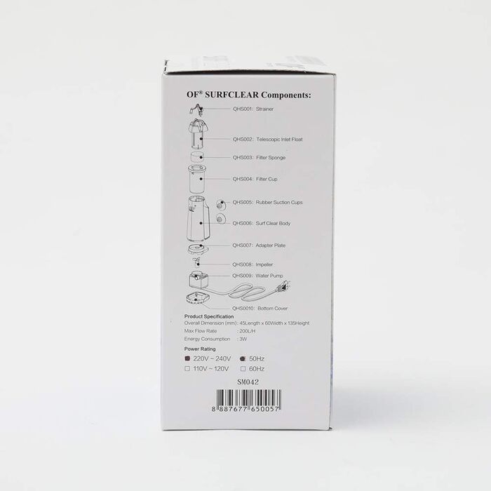 Скіммер для акваріума Ocean Free Surfclear SM042, чорний/синій, поліпропілен, силікон, пластик, ABS, 9.7x9.4x9.6 см, для очищення води