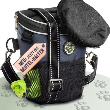 Сумка для ласощів для собак GIZZY® Original з капюшоном від дощу | Сумка для ласощів на одні руки | Ідеальна для дресирування та виховання цуценят | Сумка для прогулянок з собакою [Блакитна] Блакитно-L (з капюшоном)