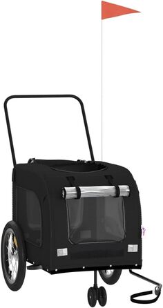 Причіп для собак Fasba: міцний, з відбивачами та прапорцем, для собак та котів, чорний, Oxford-Gewebe, сталь