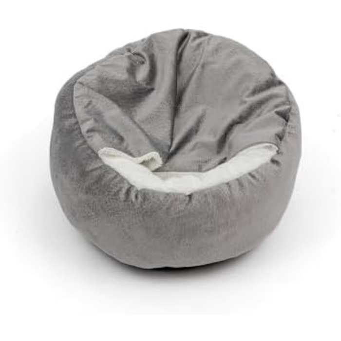 Кругле ліжко для собак та котів, Ø 60 см, сірий колір, до 12 кг, з подушкою. Підходить для великих, середніх та маленьких тварин.