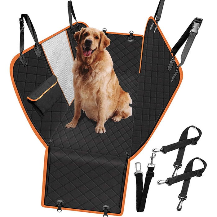 Захист для автосидіння для собак Caliyo - водовідштовхувальний, з боковим захистом та оглядовим вікном, універсальний, чорний