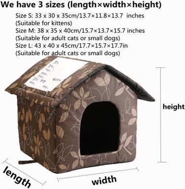 Кіт Будинок для Зовні, Зимостійкий, Водонепроникний, для Вуличних Кітів, 43 x 40 x 45 см
