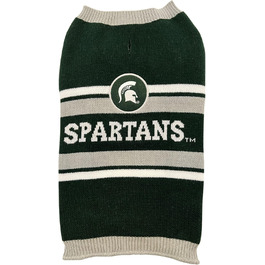 Теплий светр для собак NCAA Michigan State Spartans, розмір S, в'язаний пуловер з логотипом команди, для великих і малих собак