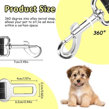 Авторемень для собак у машину, еластичний двосторонній, регульований (чорний)