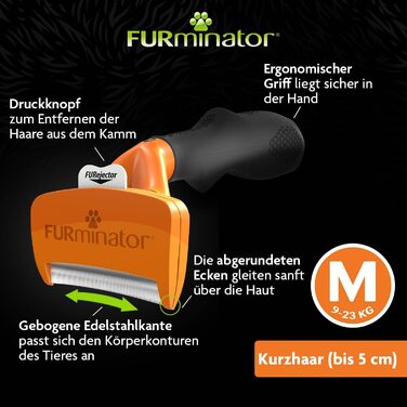 FURminator щітка для видалення підшерстя для середніх короткошерстих собак, покращений дизайн