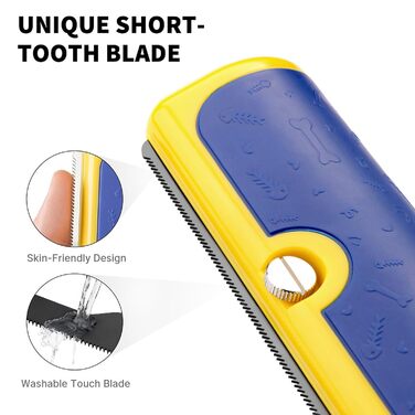 Щітка для собак та котів – двоколірна синьо-жовта, видаляє відмерле волосся та підшерсток, для собак та котів