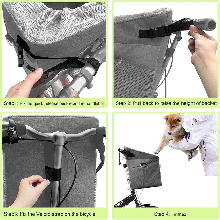 Велосипедна сумка для тварин PETCUTE: зручна та безпечна переноска для собак та котів, чорного кольору