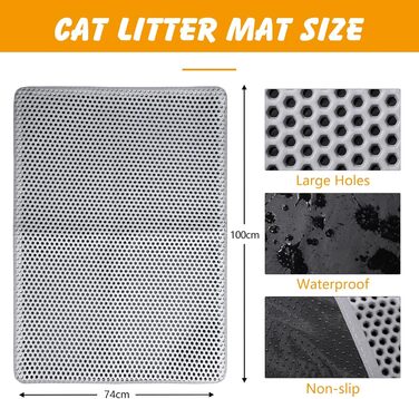 Килимок для котячого туалету Ondware, 117.8 x 66 см, двошаровий, вологостійкий (сірий)