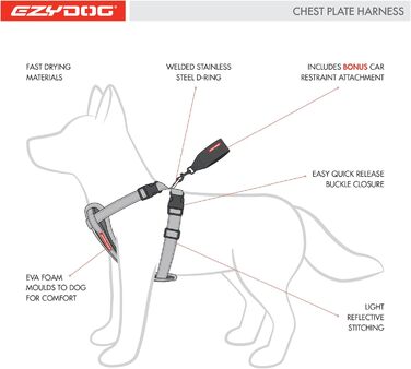 Шлея для собак EzyDog Cord, розмір M, 45–73 см, 10–19 кг