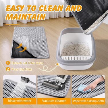 Килимок для котячого туалету Ondware, 117.8 x 66 см, двошаровий, вологостійкий (сірий)