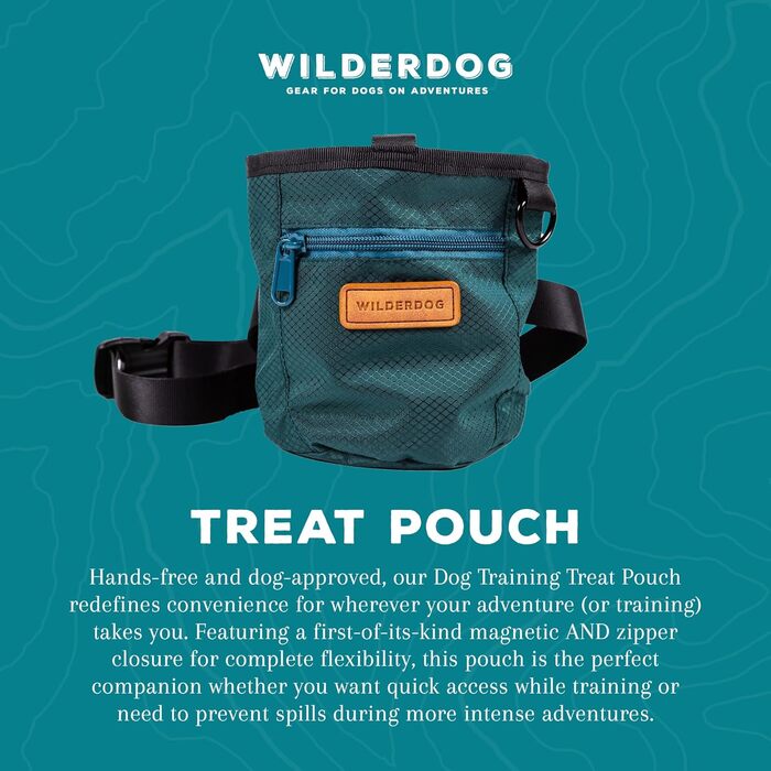 Сумка для тренування собак Wilderdog з магнітною застібкою, блискавкою та карабіном, регульований поясний ремінь, зелена