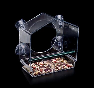 Годівниця для птахів AMSAMOTION на вікно з присосками, годівник для диких птахів, акрил