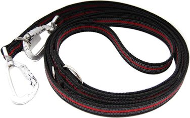 Регульований повідок для собак Twinkys Dog Style, прогумований, 20 мм, 3 м, чорний/червоний, з карабіном безпеки
