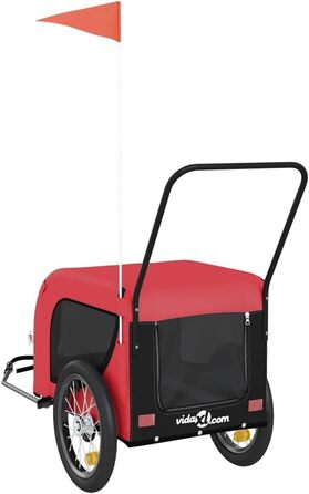 Причіп для собак Fasba: велосипедний причіп для тварин з відбивачами, прапором, червоно-чорний, оксфордська тканина та метал