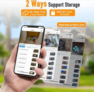 Будиночок для птахів з камерою 4MP HD, WiFi, водостійкий, нічне бачення, автоматичний запис, сповіщення в додатку, для спостереження за гніздуванням