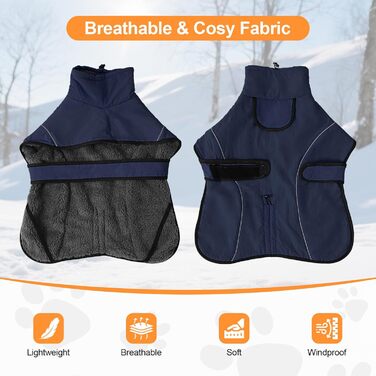 Водонепроникний зимовий одяг для собак Dotoner, теплий, з підкладкою з флісу, для великих собак XL, морський колір