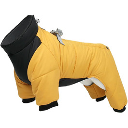 Тепла зимова куртка для собак: водонепроникна, для маленьких та середніх порід, чихуахуа, французький бульдог, мопс. Жовта куртка на клямках. Розмір S