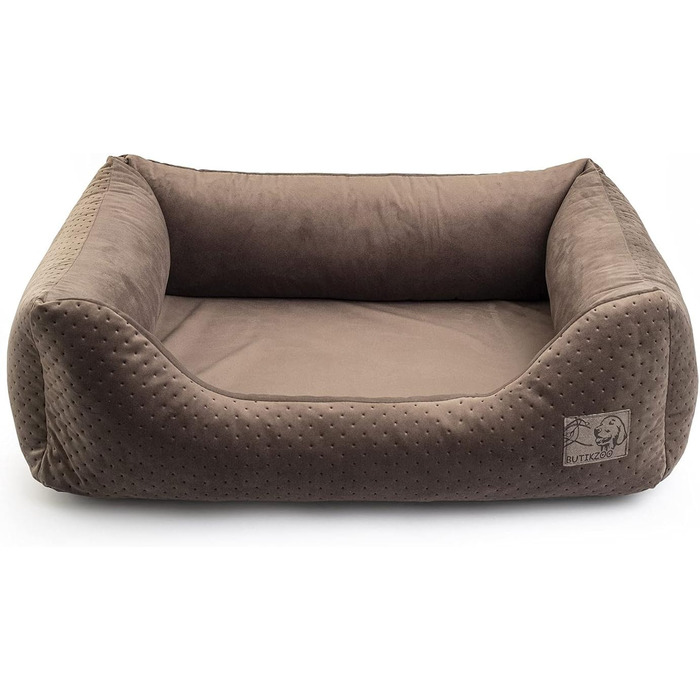 Ліжко для собак XL, велюр коричневий, 100 x 79 x 22 см | З м'яким вкладишем | Софа для великих собак
