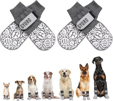 Шкарпетки для собак з антиковзаючою поверхнею для дому, сірі (S) - захист лап, запобігання слизькості