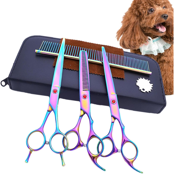 Набір для стрижки собак: професійний набір з 7 предметів з нержавіючої сталі | Стрижка собак та інших домашніх тварин