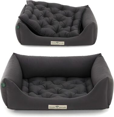 Ортопедичне ліжко для собак HOUND & NATURE Zermatt, корзина для собак середніх порід з високим бортиком, м'яке собаче ліжко з подушкою, яку можна прати (M - 95x70 см, сірий)
