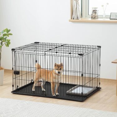 Клітка для собак та котів Iris Ohyama STS-1200TY з дахом та дверима, коричнева, 66 см, з колесами, для собак та кошенят, для використання в приміщенні та на вулиці