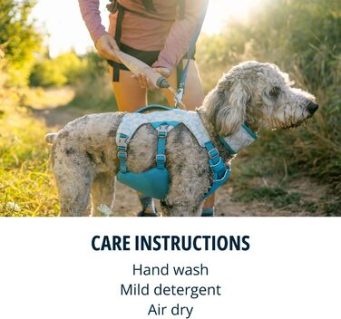 Шлейка Swamp Cooler від Ruffwear для собак з ручкою, легке прохолодне спорядження для собак, регульована, міцна та охолоджуюча, 2 петлі для повідків, Biolumin Blue (Small, 56-69 см)