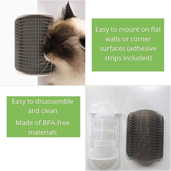 Щітка для котів 3-в-1: масажер, гребінець для короткої та довгої шерсті, щітка для догляду за обличчям, масажний кулястий інструмент для котів