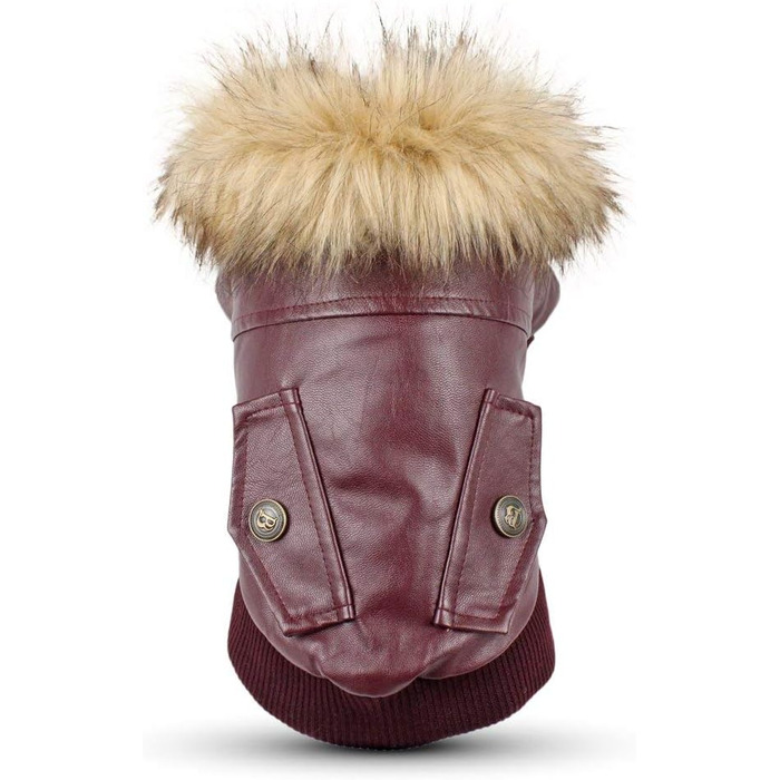 Шкіряна зимова куртка для собак Nasan Hundeantel, червона (XXL), водонепроникна