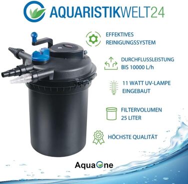 Фільтр для ставка AquaOne CPF-10000, біофільтр з УФ-стерилізатором 11 Вт, для ставків до 12 000 л, очищення води від водоростей