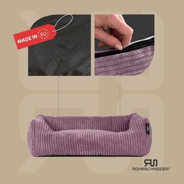 Крісло-ліжко для собак Rohrschneider | для маленьких та середніх собак | з подушкою Cord | 2 розміри (55x42 см / 70x50 см) | з пакетиками для відходів (Altrosa 55 см, Cordstoff breit)