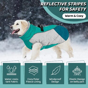 Теплий зимовий одяг для собак AOFITEE: куртка з флісовою підкладкою, світловідбиваючий комір, зручна застібка-блискавка, для маленьких та середніх собак, зелений колір
