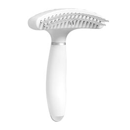 Щітка для собак, гребінець для догляду за шерстю, дворядний інструмент для видалення ковтунів та спутаного волосся з антиковзною ручкою, білий колір