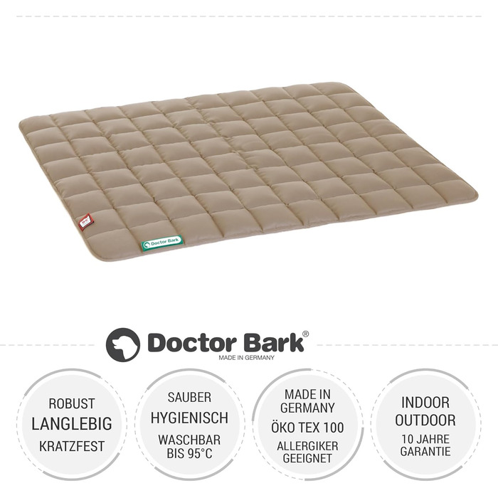 Лежак для собак Doctor Bark L, міцний, великий, для дому та вулиці, золото-коричневий, праний до 95°C