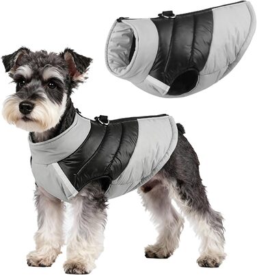 Зимова куртка для собак маленьких та середніх порід, тепла та вітронепроникна, з подвійним D-подібним кільцем, для катання на лижах, на відкритому повітрі (сіра, XL)