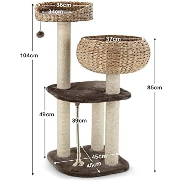 Дерево-кігтеточка для котів FANTASK з ліжками, будиночком та активностями