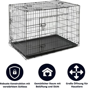 Клітка-переноска для собак, розмір S, чорна, 61x42x48,5 см. Розмірна переноска для собак та інших тварин, складна